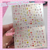 Charm Nail sticker, (flat & 3D Self-AdhesiveNail Decals Leaf Nail Art Stickers Colorful Mixed Nail Decorations) #201-300